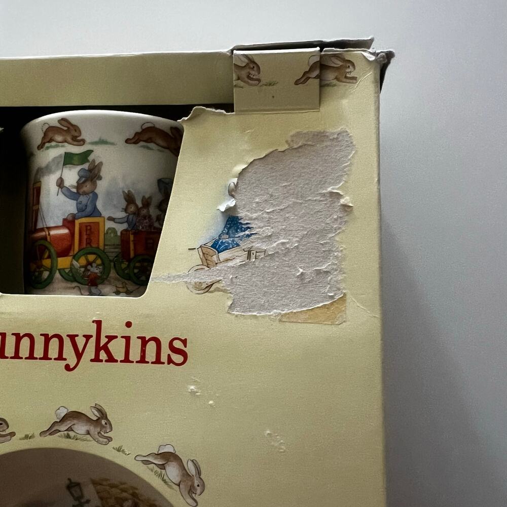Vintage Royal Doulton Bunnykins 2pc Nursery Set Plate & Mug New in Box England - Picture 11 of 11